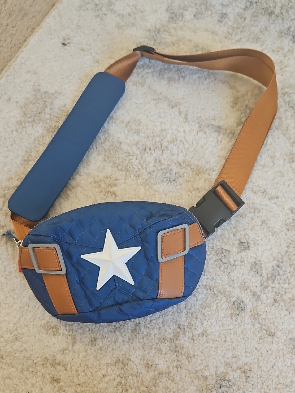 Blue Star Quilted Crossbody Belt Bag - Captain America